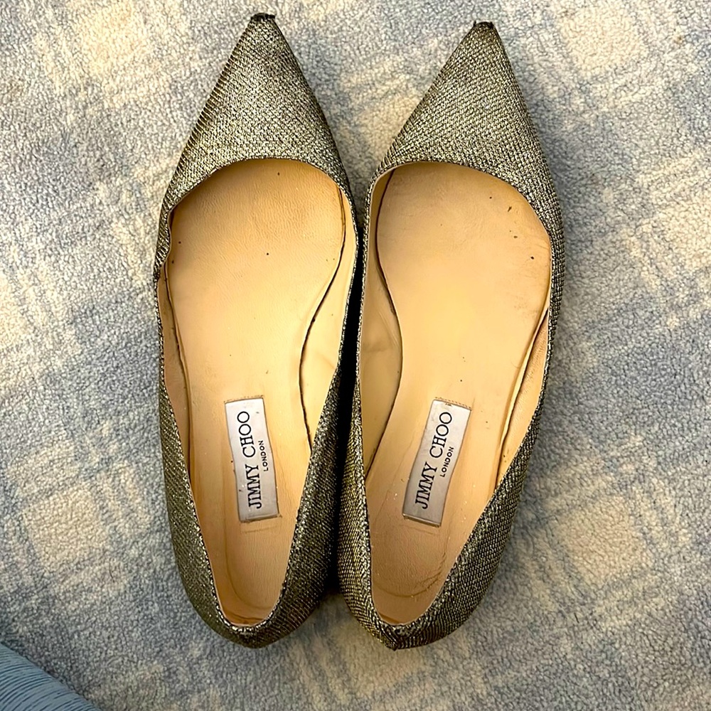 Jimmy Choo gold flats size 41.5